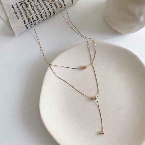 Jewelry - Gold Plated Simple Triple Beads Ball Necklace